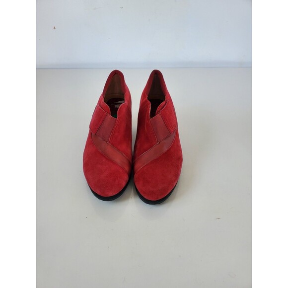 Earthies Womens Bondy Boot Size 7.5 Red Suede Wedge Heel Bootie  Shoes - Picture 3 of 14